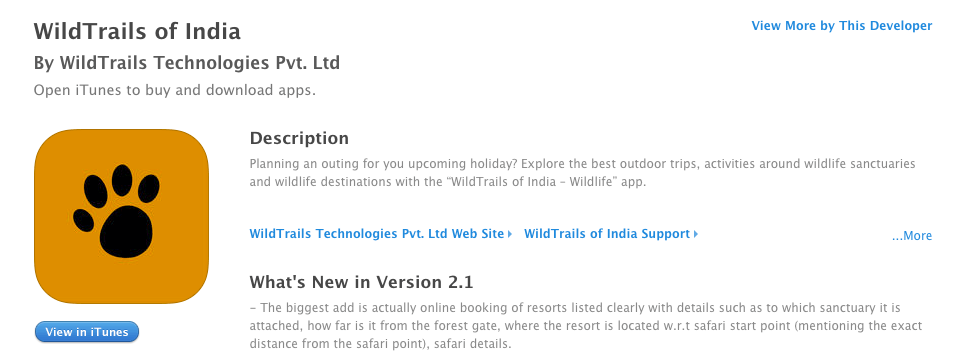WildTrails India app Appstore