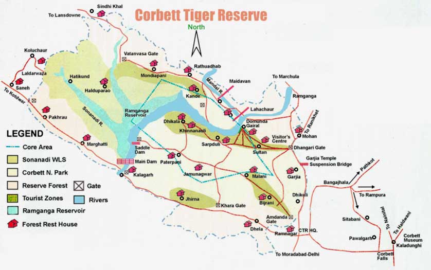 Jim Corbett National Park Zones Map