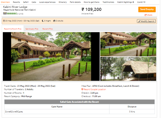 kabini forest safari ticket booking